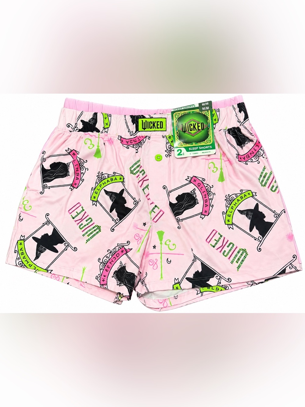 Disney Wicked Pink Neon Green & Black Girls' Sleep Shorts